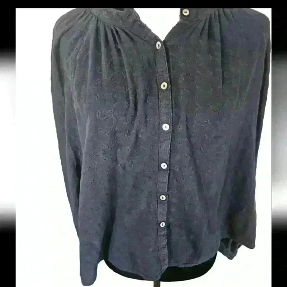Free People Womens Navy Down From The Clouds Long Sleeve Blouse XS - Picture 5 of 12